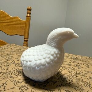 1970s vintage Avon Milk Glass Partridge Cologne bottle